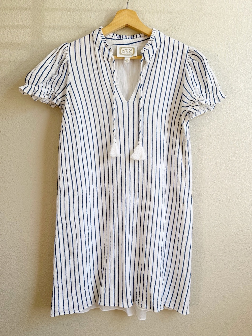 Sail to Sable Navy + White Stripe Mini Dress Women’s Size Medium - Picture 2 of 8